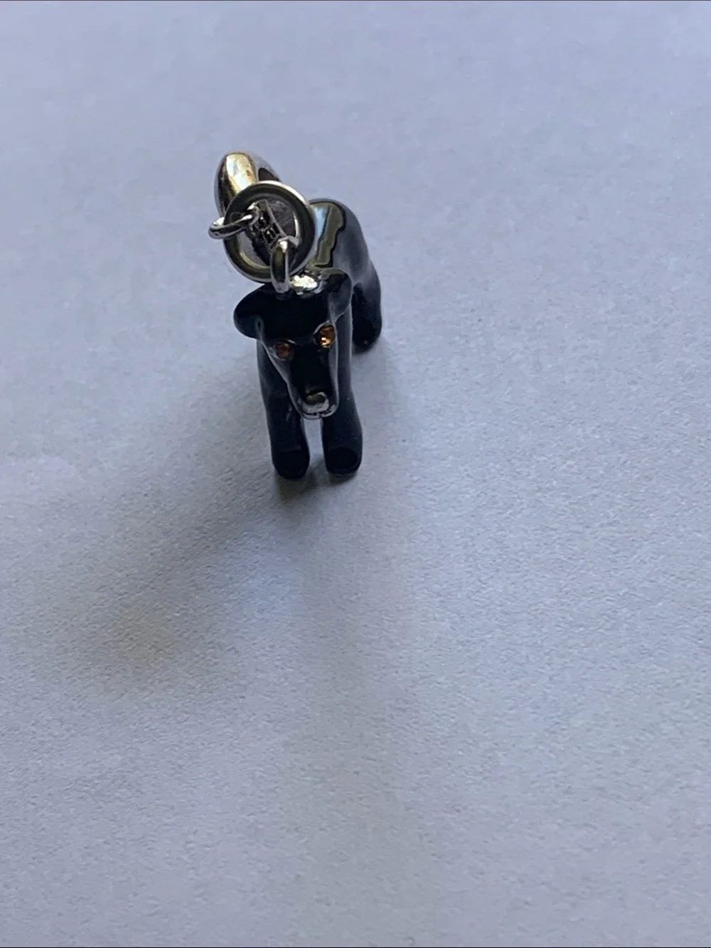 Black Enamel Dog Charm Pendant with Gold Eye